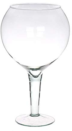 INNA-Glas XXL Großer Glas Kelch DANSON aus Glas, klar, 33cm, Ø14cm/Ø19cm | Stielglas/Pokalvase