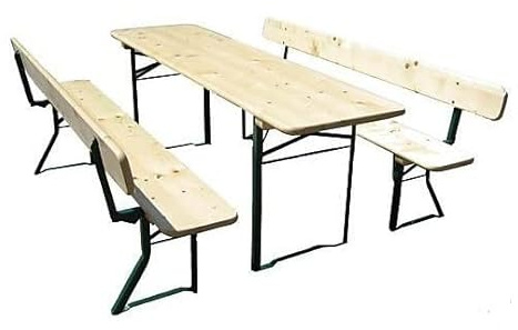 Salon de jardin de bière, 1 A, qualité mariée, largeur de table de 80 cm, avec dossier de banc directement du fabricant, longueur 220 cm
