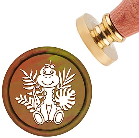 craspire Wachs-Siegel-Stempel, Dinosaurier-Siegelwachs-Stempel, 30 mm, Abnehmbarer Messingkopf, Siegelstempel Mit Holzgriff Für Abschlussfeier, Einladungen, Geschenk, Scrapbooking-Dekor
