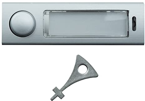 leabox Antivandalismus-Klingeltaster | Massives Alugehäuse in Silber | glasklare Abdeckung für Namensschild-Einlagen inklusive Installationsschlüssel | Maße: 75 x 23 mm – Stanzmaß: 71,3 x 19,3 mm