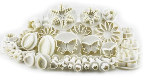 36-piece Flower Fondant Cutters Gum Paste Cookie Stamp Cake Decorating Tool Set - Daisy Leaf Butterfly Heart Plunger Cutter Seal DIY Handmade Clay Embosser Mini Mold Maker