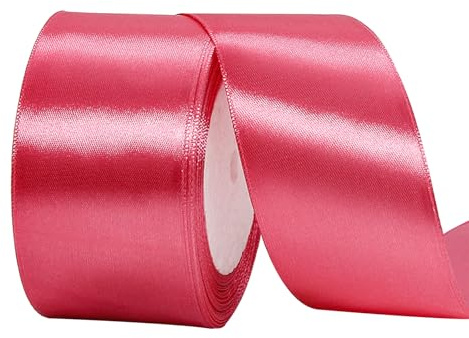 Satinband Wassermelonenrot 50mm, 23mDekoration Präsent Geschenkband breit Schleifenband, Stoffband für kleid Hochzeit, Taufe und Geburtstag Geschenke,Satin Dekoband, Deko Band Geschenkverpackung