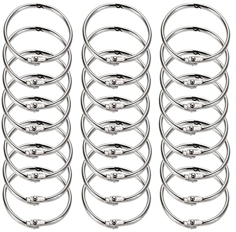 Bücher Ringe,50 Stück Metall Ringe Lose Blatt Buch Ringe Binder Schlüsselring Loseblatt Verbinder Ringe Duschvorhang Ringe Schlüsselringe 40mm Ringbindung