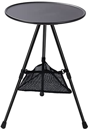 BWGHBH klappbarer Campingtisch Leichter Tisch für den Außenbereich Höhenverstellbar Perfekt für Picknicks Angelstrände RUND 37CM(Schwarz)