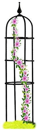 Obelisco A Traliccio da Giardino,Supporto Traliccio Piante Rampicanti,traliccio in metallo rivestito Nero Grigliato a Colonna, per rampicanti, verdure, fiori, frutta, vite ( Size : 10/25cm Diax47.3/