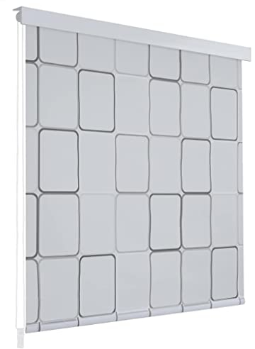 BULANED Duschrollo, Spritzschutz Für Badewanne, Duschvorhang Badewanne, Badewanne Vorhang, Duschvorhang Rollo, 160 x 240 cm Quadratmuster