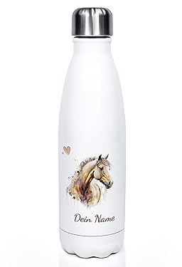 GRAZDesign Kinder Trinkflasche Pferd mit Namen personalisiert, für Pferde Mädchen Edelstahl 500ml