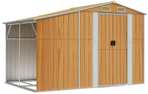 vidaXL Capanno Giardino Marrone Chiaro 277x192,5x179cm Acciaio Zincato