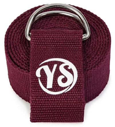 Yoga Studio Cinghia da yoga, 2,5 m, extra lunga, resistente, in cotone biologico, regolabile, con anello a D, cintura per yoga, esercizi, pilates, danza, allenamento, palestra, fisioterapia, colore: