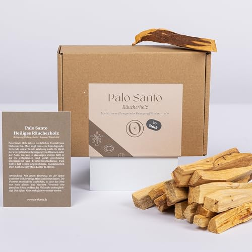 Oh Shanti® - 20 Stück Palo Santo Holz zum Räuchern | Naturbelassene Räucherstäbchen | 100% naturrein, ohne Zusätze, aus fairem Anbau | Meditation & Hausreinigung