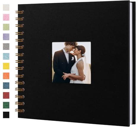 Fotobuch Scrapbook mit Leineneinband, 20 x 20 cm Hardcover mit weißem Kraftpapier-Seiten, für Hochzeit Reisen Gästebuch Weihnachten Baby Shower Familie Erinnerungen (20 Blätter/40 Seiten)