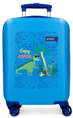 Enso Dino Kabinenkoffer, blau, 33 x 50 x 20 cm, Harter ABS-Kunststoff, seitlicher Kombinationsverschluss, 28,4 l, 2 kg, 4 Doppelräder, Gepäck, Hand, blau, 33 x 50 x 20 cm, Kabinenkoffer