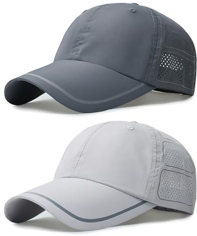 TAGVO Schnelltrocknende Baseballkappe für Herren Damen, 2 Stück Verstellbar Sonnenschutz Sports Mesh Baseball Cap, Leicht, Atmungsaktiv und Faltbar Baseballkappe Sonnenhut für Reisen Draußen läuft