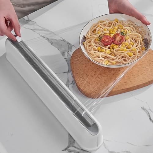 HEBEOT Cling Film Cutter Foil Cutter, Magnetic Absorption Design, Wallmounted, Refillable No More Finger Cuts 38.6 * 6.2 * 5.7cm