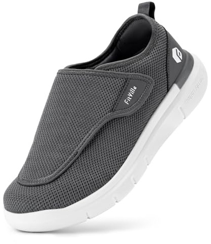 FitVille Extra Larghe Scarpe da Uomo con Chiusura a Strappo Pantofole Traspiranti e Comode con Fodera Senza Cuciture
