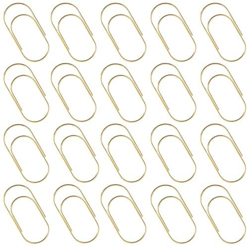 Gold 50mm Groß Büroklammern Metall Büroklammern Stationäres Set,Beschichtetes Metall Büroklammern,Rostbeständig und Langlebig für Büro,Schule,Schreibwaren,Dokumente und Persönlichen 20 Stück