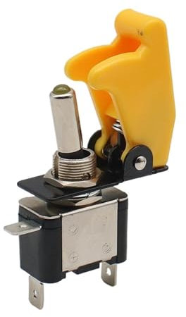 Interruttore a levetta illuminato a LED for auto, barca, camion, con protezione di sicurezza for aeromobili, rosso, blu, verde, giallo, bianco, 12 V20 A(Dark Yellow)