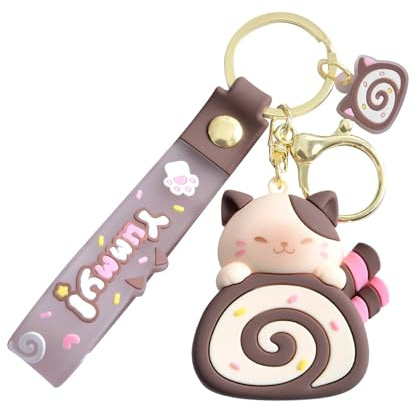 jojnsha Anime Schlüsselanhänger Fun Key Accessory Fun Cake Roll Bag Anhänger Keychain Ornament Eye Catching Cat Schlüsselanhänger für Handtasche Tasche