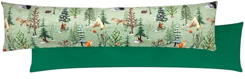 furn. Lodge Wood Forest Velvet Draught Excluder Case, 20 x 92cm