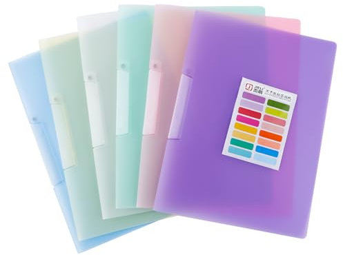 BDHYYM 6 Stück Schnellhefter A4 Plastik Stabil, Mit Namensschild, DIN A4, Heftschoner Fact Transluzentem PP Heftstreifen Bunt, Für Schule Büro
