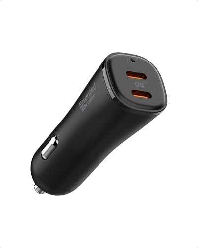 Spigen ArcStation Essential 50W Chargeur Allume Cigare USB C Rapide [2Ports & Compact] Chargeur Voiture, PD/QC 3.0 PPS 30W+20W, Compatible avec iPhone 17/16/15/14/13 Samsung S25/S24 Pixel 10/9