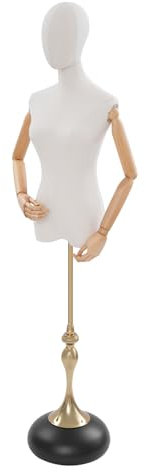 Weibliche Schneiderpuppe, 230cm Schaufensterpuppe Schneiderpuppe mit Einstellbarer Höhe, Kleid Display Stand für Boutiquen, Bekleidungsgeschäfte (Schwarz, Gold, Holz Farbe, 230cm)
