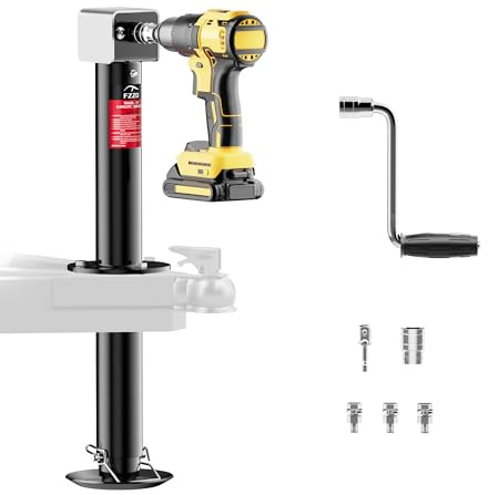 FZZD 5000 lbs A-Frame Trailer Jack, 20-24V Cordless Drill Compatible, 23 Lift, for Utility,RVs (Black)