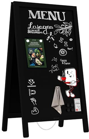 ALLboards Chevalet stop-trottoir étanche magnétique 80x45 cm cadre NOIR