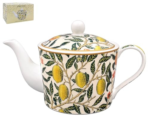 The Leonardo Collection William Morris Teekanne mit Früchten, elegante Keramik-Teekanne mit ikonischem Obst-Design, perfekt für Teeliebhaber, langlebige dekorative Teekanne für jeden Anlass