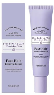 Gesichtshaarentfernungscreme, Haarentfernung Gesicht Damen, Gesichtshaarentfernungs Creme, Beruhigende Enthaarungscreme Für KöRper, Hair Off Haarentferner Lippenhaarcreme (Purple, 14.1x2.1CM)