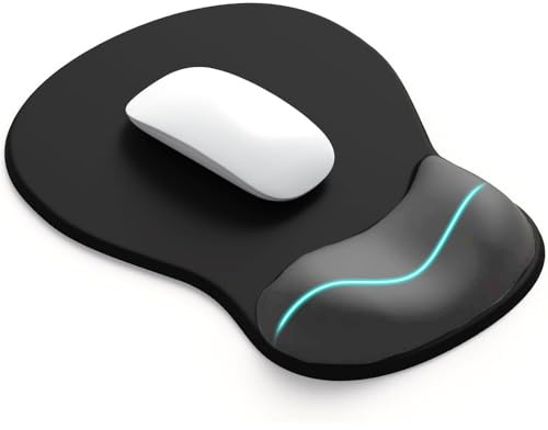 XFSRG Alfombrilla Ratón Ergonómica con Soporte para Muñeca de Gel Diseño Elegante para Oficina y Gaming Alfombrilla Escritorio Antideslizante para Uso Diario (Negro)