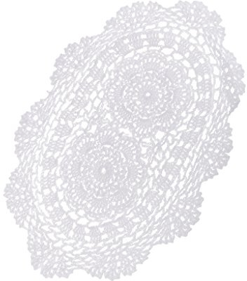 Napperons ovales en dentelle de coton au crochet Blanc