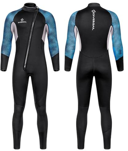 3XL, 3 mm neopren våtdräkt för män, en del helkropp dykardräkt med dragkedja framtill, långärmad för snorkling, surfing, kanotpaddling, dykning