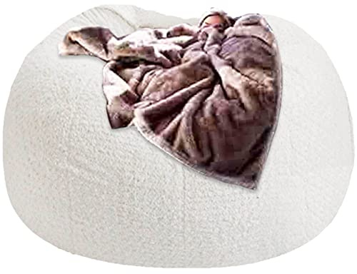 Funda para puf Gigante, Funda Redonda para puf, Suave y esponjosa, de Piel PV, para Adolescentes y Adultos (sin Relleno).