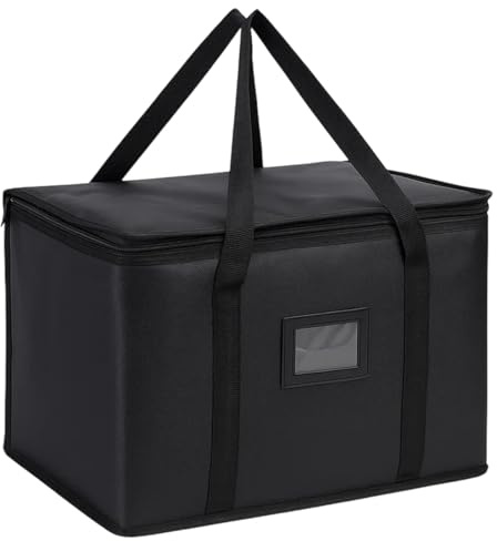 IAndhy Food Delivery Bag, 50L Insulated Thermal Bag for Hot and Cold Food, Waterproof and Reusable Catering Bag with Sturdy Zipper for Groceries, Pizza Delivery, and Outdoor Events