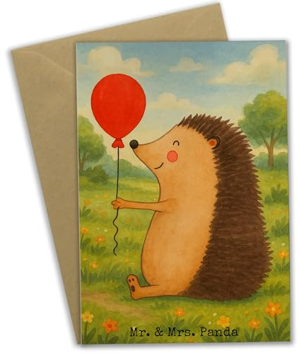 Mr. & Mrs. Panda babykarte Igel Luftballon Design - Geschenk, Glückwunsch, osterkarten, Lustige Sprüche, einladungskarten, weihnachtskarten, Ballon, Grußkarte, Geburtstag, Grußkarten, hochzeitskarten