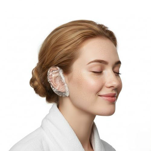 AlustraVive Disposable Ear Covers – 600 Pcs Soft Elastic Plastic Ear Caps for Hair Dye, Piercing Aftercare, Salon, Spa, Home & Travel