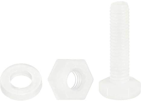 QUARKZMAN 300 Pcs/100 Ensembles Boulons Hexagonaux Nylon, M3 x 12mm Vis À Tête Hexagonale Plastique Filetées Complètes Avec Écrous Et Rondelles Plates Pour Accessoires, Blanc
