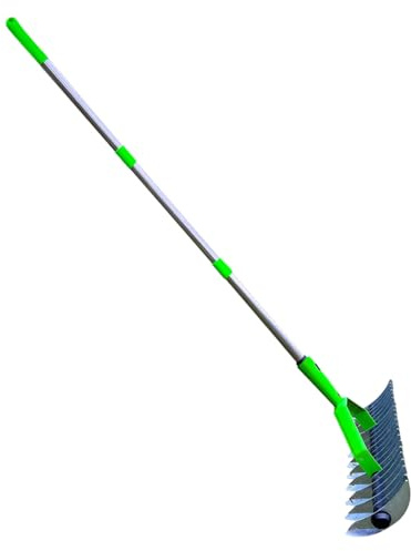Qiwieod Rastrello da giardino – Attrezzo da giardino ergonomico in acciaio – Rastrello da terra per il rilassamento del terreno – per terrazze, cortile, giardino, balcone, , passerella