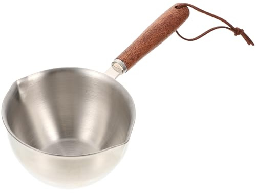 ROMISBABA Casserole en Acier Inoxydable 304 220 Ml avec Poignée Bois, Mini Pot pour Cuisson D’huile, Marmite Compacte Cuisine Domestique Compatible Induction, Ustensile Pratique
