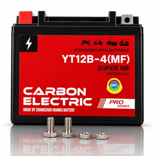 Motorrad Batterie 12V 10Ah YT12B-4 GEL Akku – CarbonElectric Wartungsfrei für Motorrad Roller Quad ATV Scooter