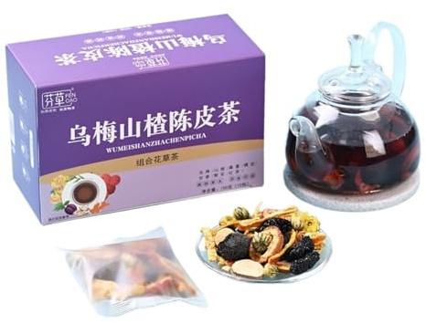 Té de espino y ciruela, mora, cáscara de mandarina y crisantemo, 150 g (10 g * 10 bolsas) - Sabor mixto con(3pcs)