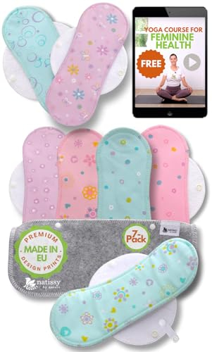 Öko Slipeinlagen waschbar aus Bio Baumwolle (Größe S, 7er-Pack); kleine, dünne Slipeinlagen Damen & Mädchen MADE IN EU; waschbar bei hoher T°; 100% atmungsaktiv (kein PUL/TPU) für täglichen Ausfluss