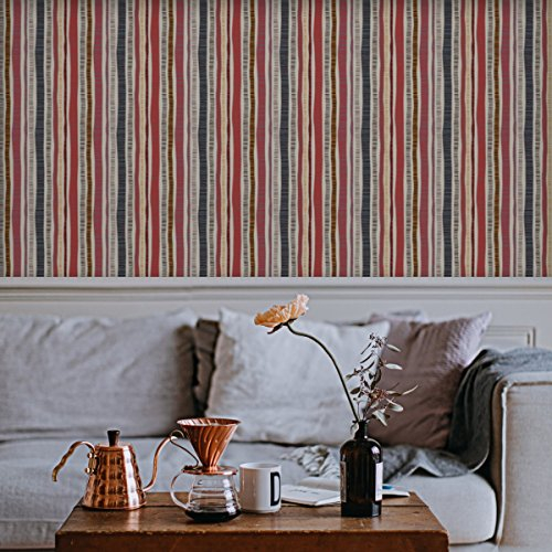 Bunte grafische Streifen Tapete Dotted Lines in rosa grau passt zu Farrow and Ball Farben- Vlies Tapete Grafisch - Trend GMM Design Dekor für schöne Räume (H: 2,6m B: 46,5cm)