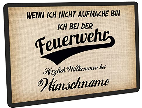 Fußmatte personalisiert - robuste, rutschfeste Fussmatte für Außen & Innen - waschbare Schmutzfangmatte - Fußabtreter Türmatte für aussen & an der Haustür - 60x40cm - Wenn ich nicht aufmache Feuerwehr