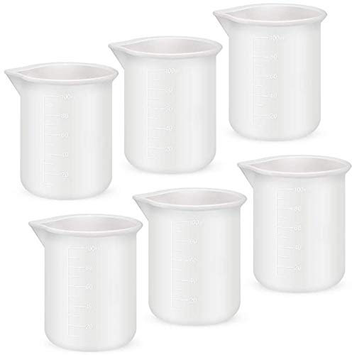 jingming Lot de 6 verres doseurs en silicone de 100 ml - Verre doseur en plastique - Pour travaux manuels, résine époxy - Moules pour la cire, la cuisine