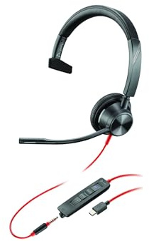 HP Poly Blackwire 3315-M 3300 series Headset On-Ear kabelgebunden aktive Rauschunterdrückung 3,5 mm Stecker USB-C Schwarz Zertifiziert für Microsoft Teams