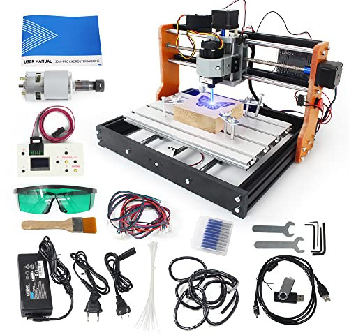 CNCTOPBAOS 3018-PRO - Mini máquina grabadora CNC 2 en 1 con módulo, interruptores de límite XYZ y parada electrónica, control GRBL de 3 ejes, grabado de bricolaje, fresado, corte de madera, PVC, PCB