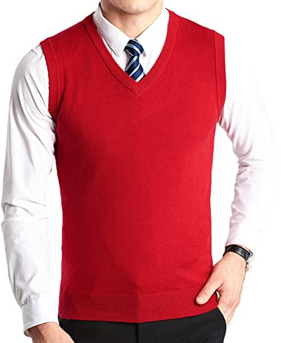 OlyljpinZ Klassisk herr V-ringad ull ärmlös jumper väst affärer stickat jumprar väst slim fit tröja väst linne toppar