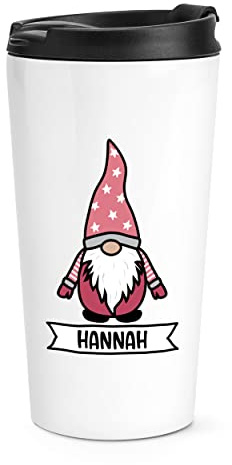 Personalised Gonk Gnome Pink Scandi Travel Mug Cup